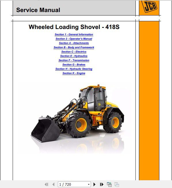 JCB Wheeled Loader 418S Sevice Manual 1
