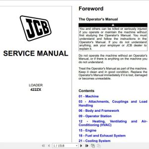 JCB Wheeled Loader 422ZX Sevice Manual 1
