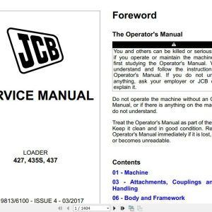 JCB Wheeled Loader 427 435S 437 Tier 4 Final Sevice Manual 1