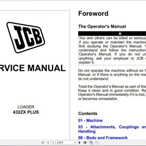 JCB Wheeled Loader 432ZX Plus Sevice Manual 1