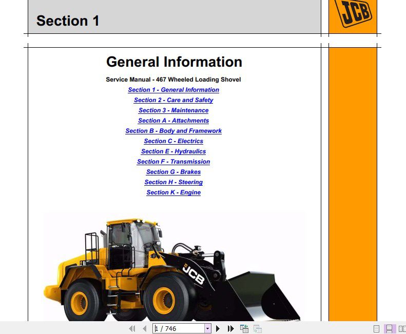 JCB Wheeled Loader 467 Sevice Manual 1