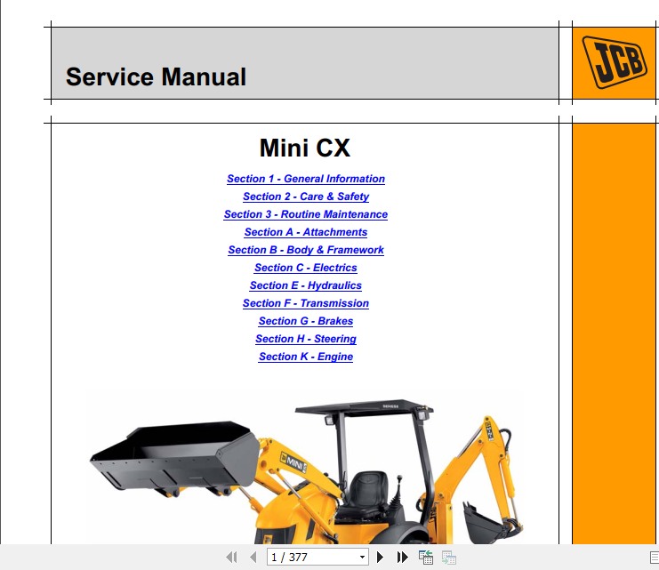 JCB Backhoe Loader JCB Mini CX Service Manual 1