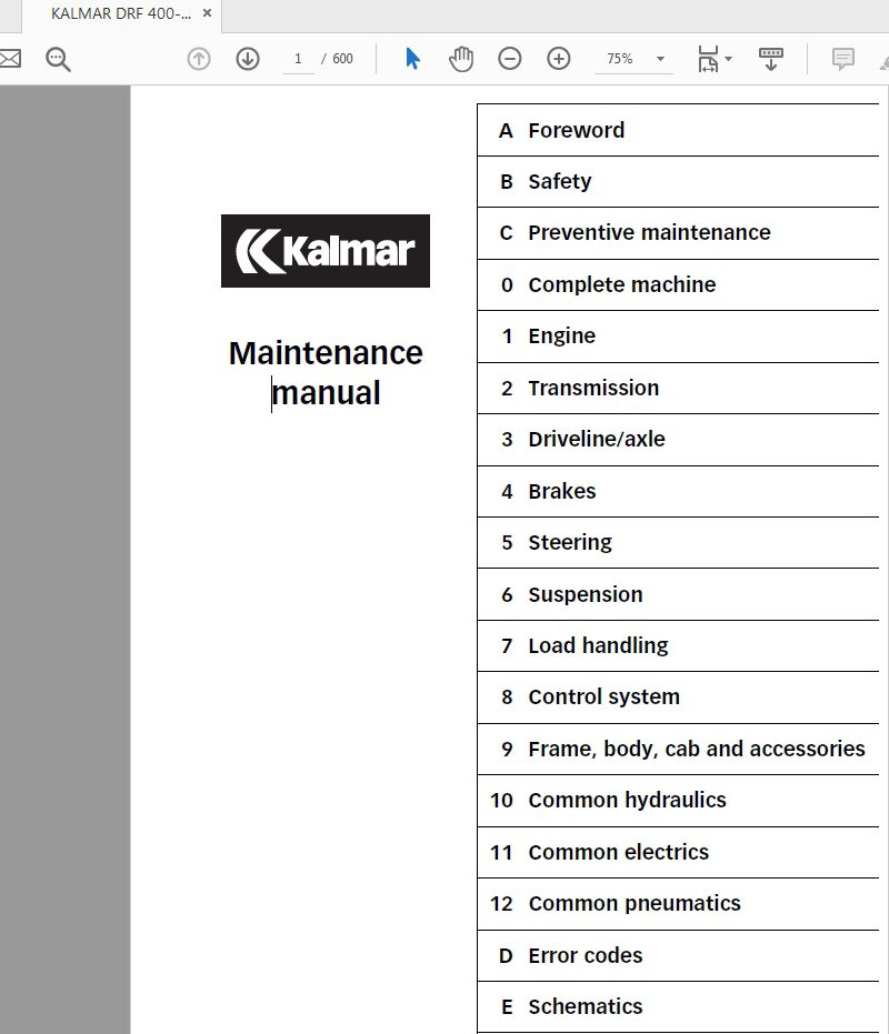 Kalma DRF 400 450 Maintenance Manual UDRF01.04GB 1