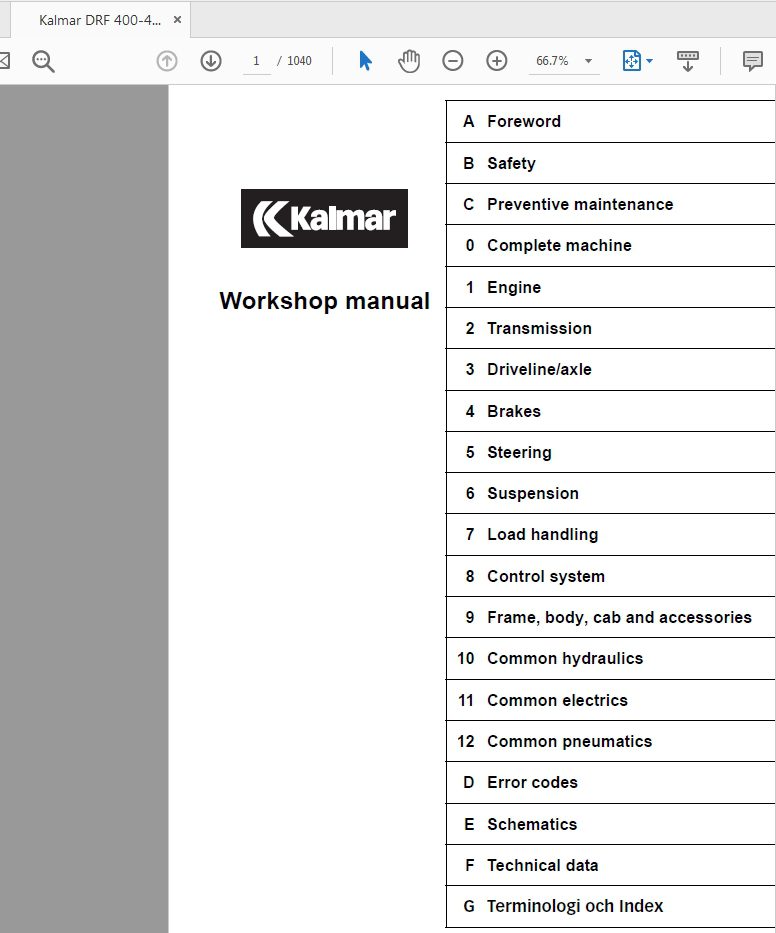 Kalmar DRF 400–450 Workshop Manual VDRF03.01GB 1