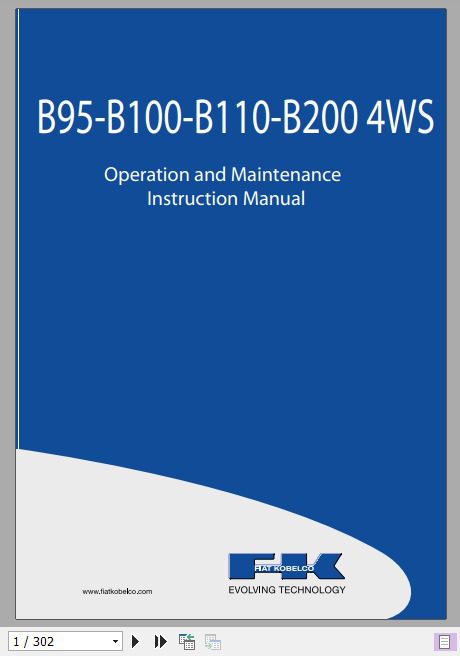 Kobelco Backhoe Loaders B95 B100 B110 B200 4WS Operators Manual 1
