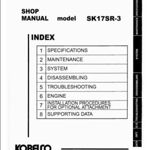 Kobelco Compact Clawler Excavator SK17SR 3 Shop Manual 2