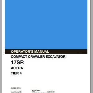 Kobelco Crawler Excavator 17SR Acera Tier 4 Operators Manual 1