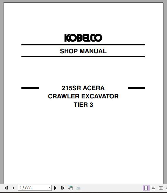Kobelco Crawler Excavator 215SR Acera Tier 3 Shop Manual 1