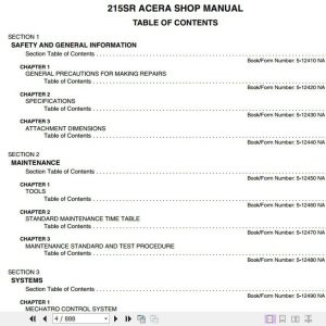 Kobelco Crawler Excavator 215SR Acera Tier 3 Shop Manual 2