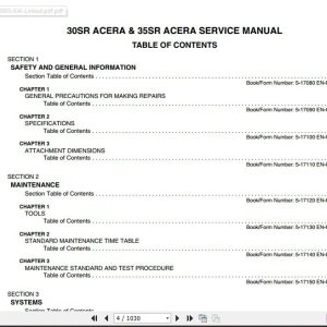 Kobelco Crawler Excavator 30 35SR Acera Tier 4 Compact Service Manual 2