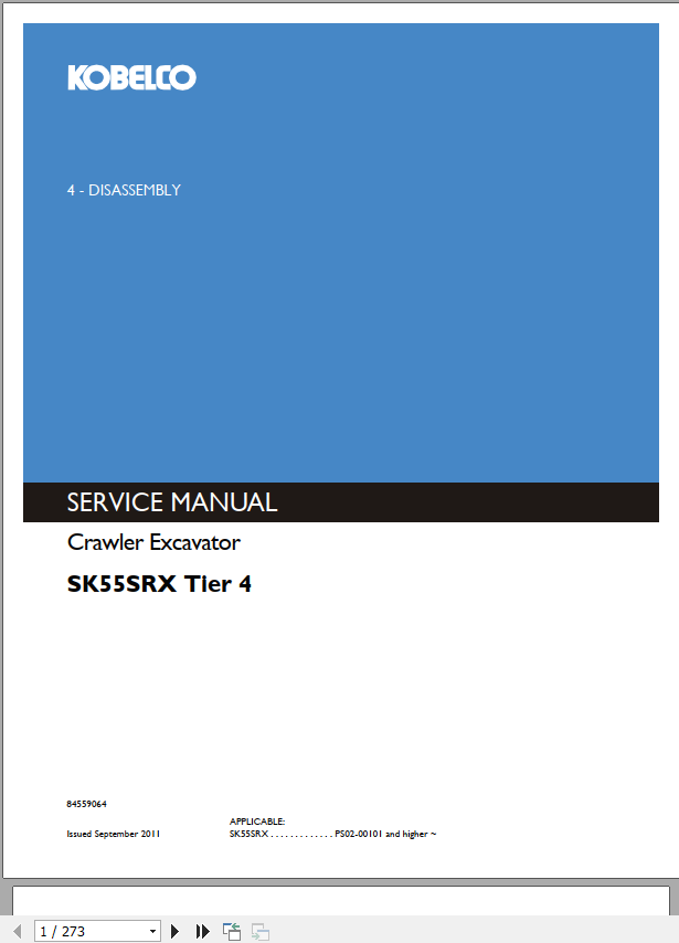 Kobelco Crawler Excavator SK55SRX Tier 4 Service Manual 3