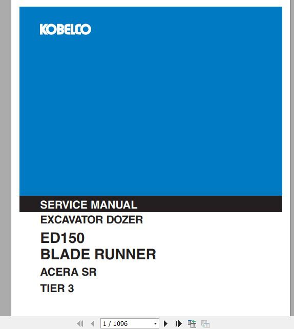 Kobelco Dozer ED150 Blade Runner Acera SR Tier 3 Power Steering Service Manual 1