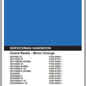 Kobelco Excavator Grand Beetle Minor Change SK YT Series Operators Manual 1