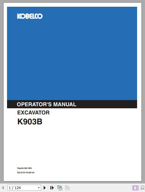 Kobelco Excavator K903B Operators Manual 1