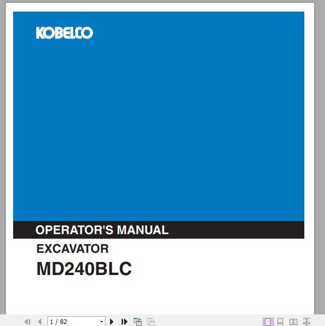 Kobelco Excavator MD240BLC Operators Manual 1
