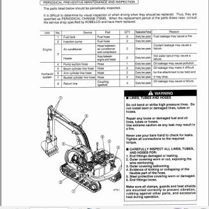 Kobelco Excavator SK100 SK100L Operators Manual 3