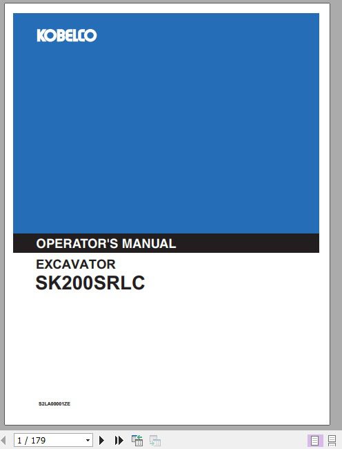 Kobelco Excavator SK200SRLC Operators Manual 1