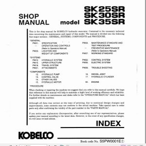 Kobelco Excavator SK25SR SK30SR SK35SR Service Manual 2