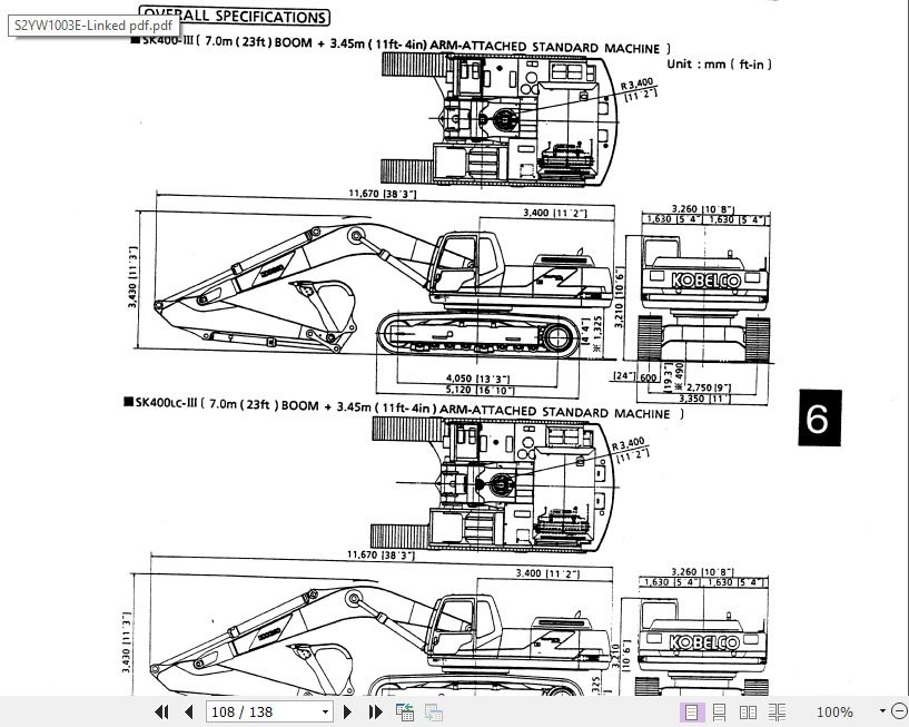 Kobelco Excavator SK400 III SK400LC III Operators Manual 3