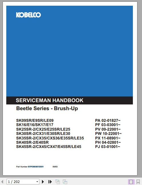 Kobelco Grand Beetle Series Brush Up SK Series Operators Manual 1