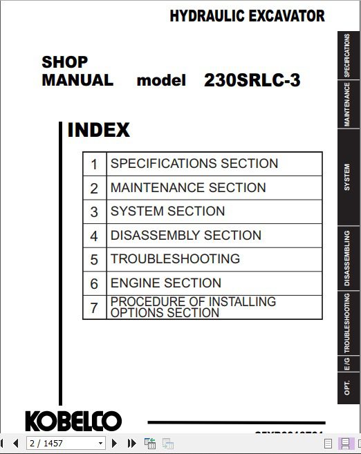 Kobelco Hdraulic Excavator 230SRLC 3 Tier 4 Service Manual 2