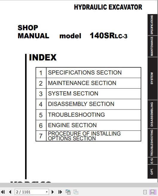 Kobelco Hydraulic Excavator 140SRLC 3 Acera Tier 4 Service Manual 2