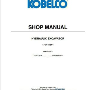Kobelco Hydraulic Excavator 17SR Tier 4 Shop Manual 1 1