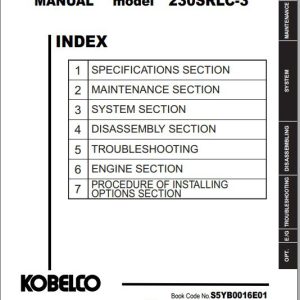 Kobelco Hydraulic Excavator 230SRLC 3 III Shop Manual 1