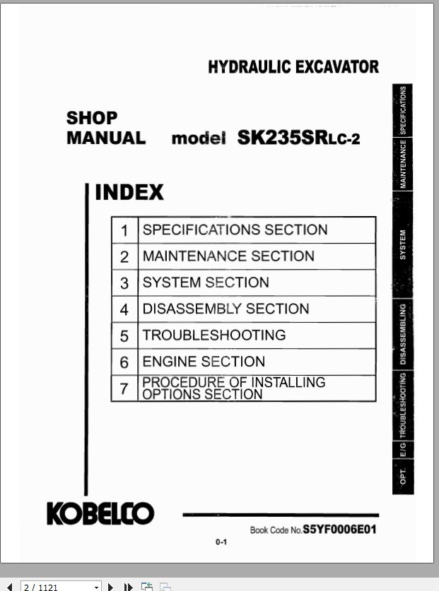 Kobelco Hydraulic Excavator 235SRLC 2 Shop Manual 2