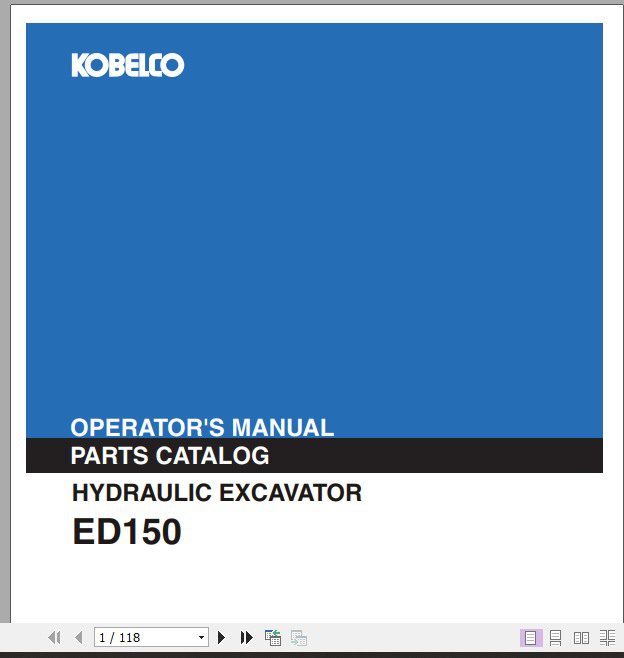 Kobelco Hydraulic Excavator ED150 Operators Manual 1