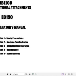 Kobelco Hydraulic Excavator ED150 Operators Manual 2