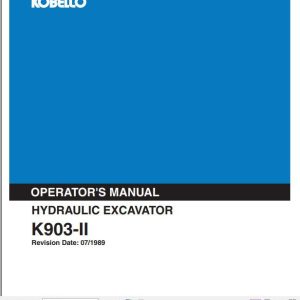 Kobelco Hydraulic Excavator K903 II Operators Manual 1 1