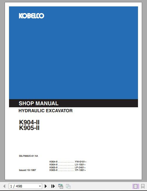 Kobelco Hydraulic Excavator K904 II K905 II Service Manual 1