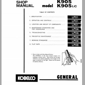 Kobelco Hydraulic Excavator K905 K905LC Service Manual 2
