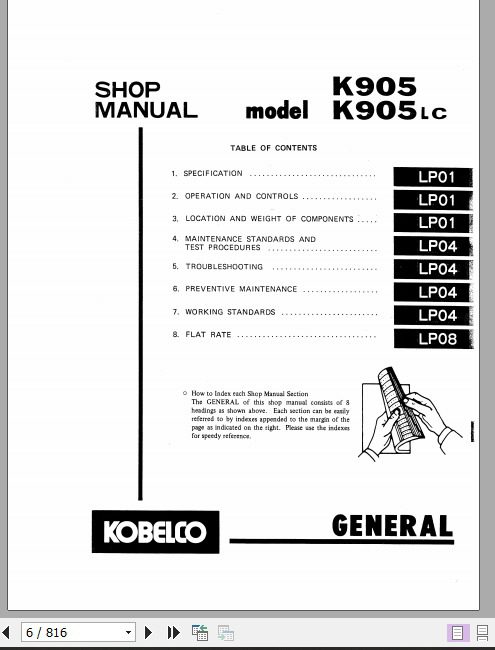 Kobelco Hydraulic Excavator K905 K905LC Service Manual 2