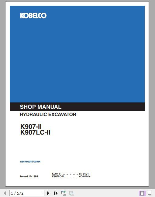 Kobelco Hydraulic Excavator K907 II K907LC II Service Manual 1
