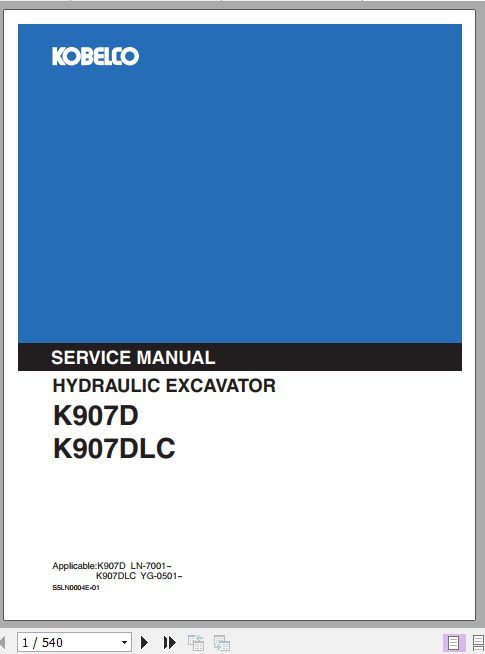 Kobelco Hydraulic Excavator K907D K907DLC Service Manual 1