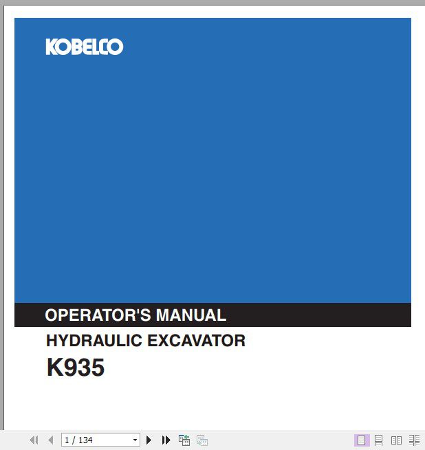Kobelco Hydraulic Excavator K935 Operators Manual 1