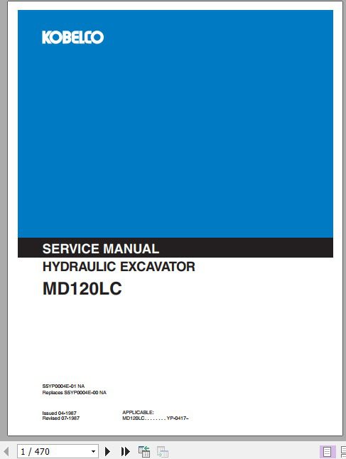Kobelco Hydraulic Excavator MD120LC Service Manual 1