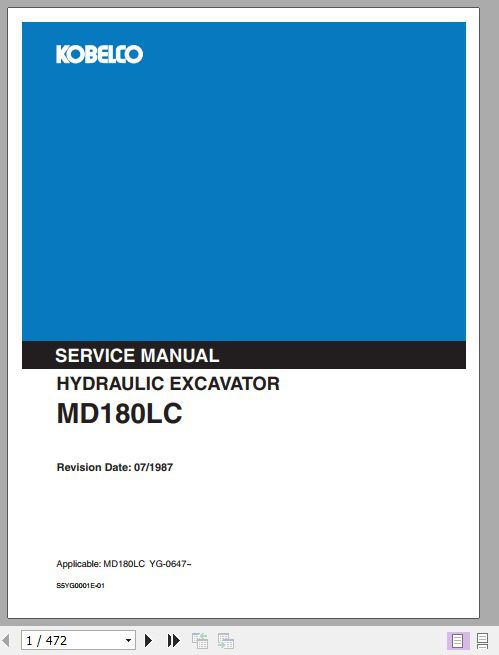 Kobelco Hydraulic Excavator MD180LC Service Manual 1