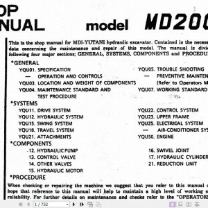 Kobelco Hydraulic Excavator MD200LC Shop Manual 2