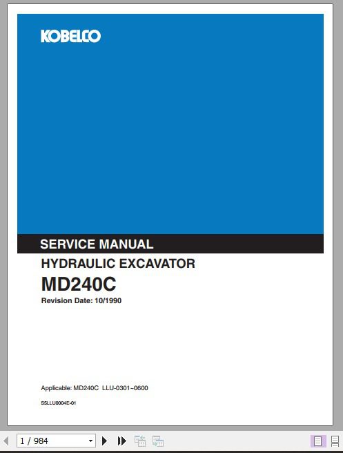 Kobelco Hydraulic Excavator MD240C Service Manual 1