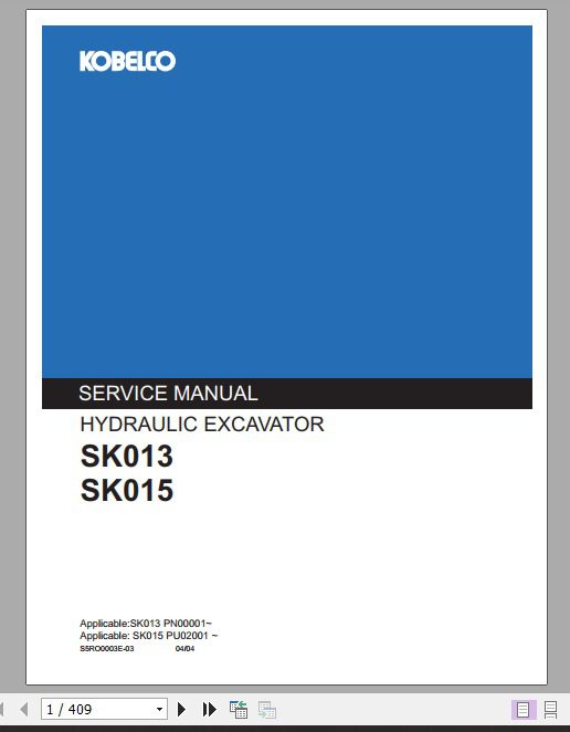Kobelco Hydraulic Excavator SK013 SK015 Service Manual 1