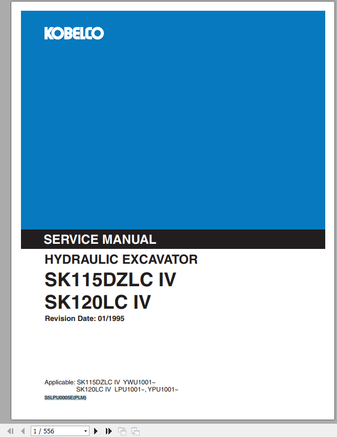 Kobelco Hydraulic Excavator SK115DZLC IV SK120LC IV Service Manual 1