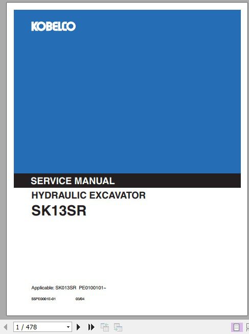 Kobelco Hydraulic Excavator SK13SR Service Manual 1