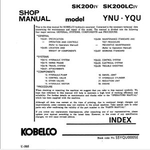 Kobelco Hydraulic Excavator SK200 IV SK200LC IV Service Manual 2