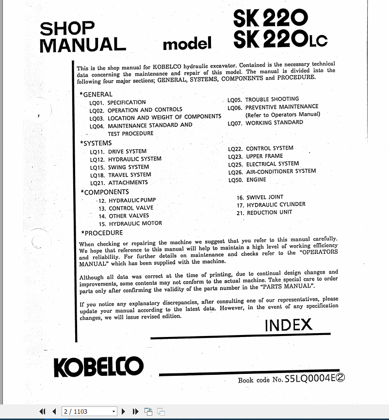 Kobelco Hydraulic Excavator SK200 SK200LC Service Manual 2