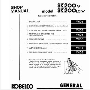 Kobelco Hydraulic Excavator SK200 V SK200LC V Shop Manual 2