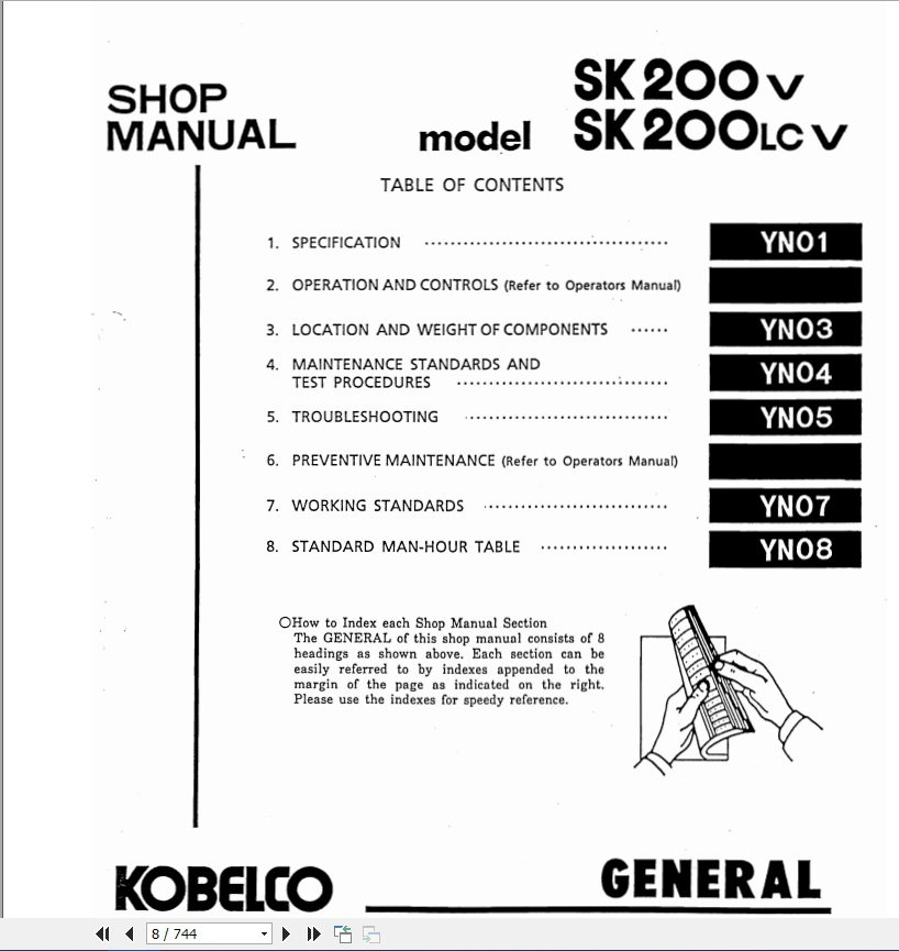 Kobelco Hydraulic Excavator SK200 V SK200LC V Shop Manual 2