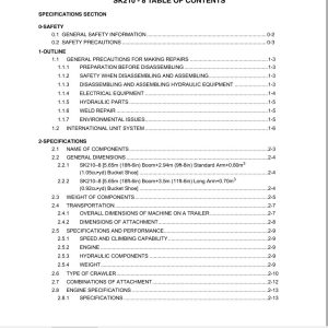 Kobelco Hydraulic Excavator SK210 8 Acera Mark 8 Tier II Service Manual 2